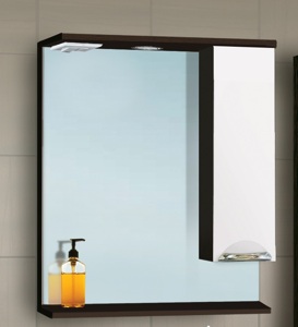 Шкафчик зеркальный с подсветкой Vako Онтарио 600 венге/белый 12274