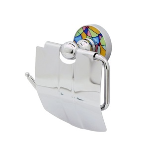 Держатель туалетной бумаги с крышкой WasserKRAFT Diemel K-2225 хром/цветной