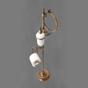 Стойка напольная с полотенцедержателем, дозатором жидкого мыла и держателем туалетной бумаги ART & MAX Barocco AM-2164-Do-Ant античное золото