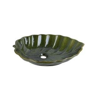 Раковина-чаша LEAF керамическая на столешницу 545*395 мм Bronze de Luxe 2430 зелёный глянец