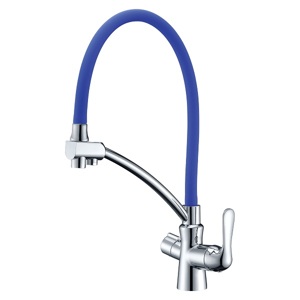 Смеситель для кухни Lemark Comfort LM3070C-Blue с подключением к фильтру с питьевой водой глянцевый хром/синий