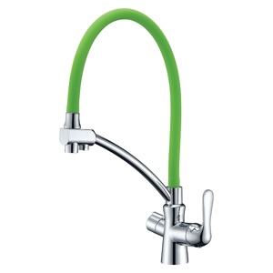 Смеситель для кухни Lemark Comfort LM3070C-Green с подключением к фильтру с питьевой водой глянцевый хром/зелёный