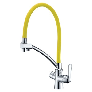 Смеситель для кухни Lemark Comfort LM3070C-Yellow с подключением к фильтру с питьевой водой глянцевый хром/жёлтый
