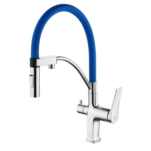 Смеситель для кухни с подключением к фильтру питьевой воды Lemark Comfort LM3074C-Blue глянцевый хром/синий
