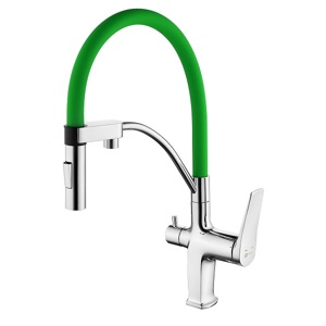 Смеситель для кухни с подключением к фильтру питьевой воды Lemark Comfort LM3074C-Green глянцевый хром/зелёный