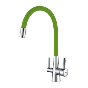 Смеситель для кухни с подключением к фильтру питьевой воды Lemark Comfort LM3075C-Green глянцевый хром/зелёный