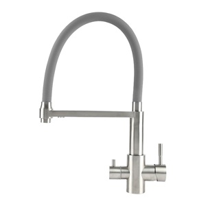Смеситель для кухни с подключением к фильтру питьевой воды Osgard Resa 88493 никель/серый