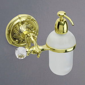 Дозатор для жидкого мыла настенный ART & MAX Barocco Crystal AM-1788-Do-Ant-C античное золото